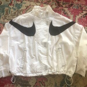 Nike White and Black Windbreaker Jacket